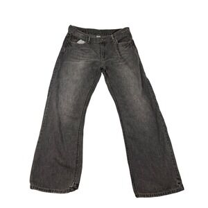 G-Unit Mens Relaxed Wide Leg Faded Black Denim Jeans 34x30 Streetwear Y2K Heavy